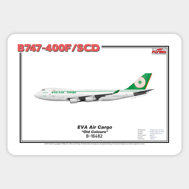 Boeing B747-400F/SCD - EVA Air Cargo "Old Colours" (Art Print) Sticker by TheArtofFlying